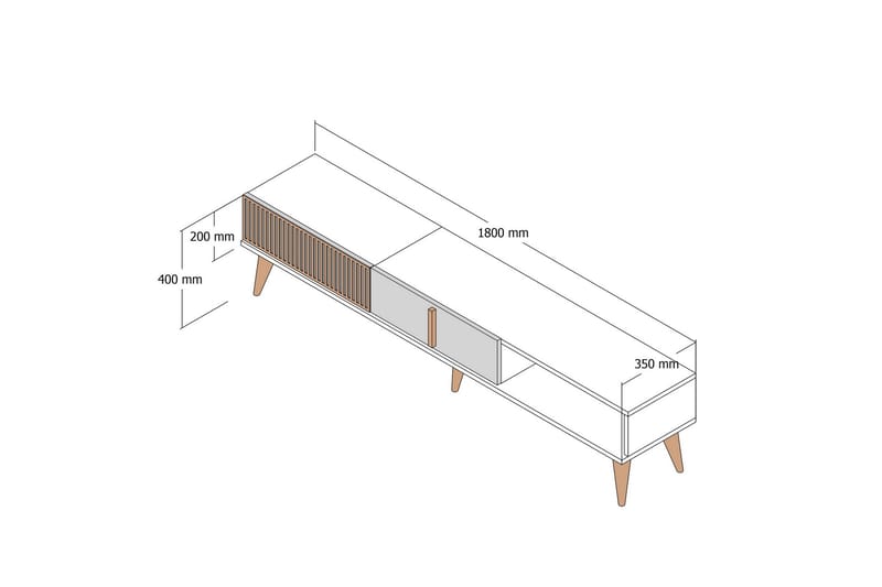 Lissione Tv-benk 180 cm - Valnøtt/Beige - Møbler - Mediamøbel & tv møbel - TV-benk & mediabenk