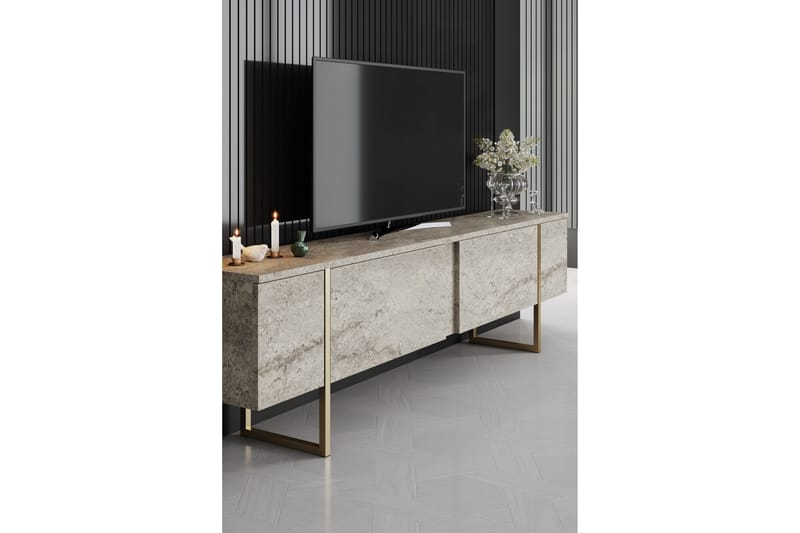 Luxe TV-benk 180 cm - Beige/Gull - Møbler - Mediamøbel & tv møbel - TV-benk & mediabenk