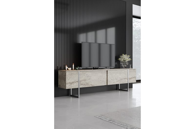 Luxe TV-benk 180 cm - Beige/Sølv - Møbler - Mediamøbel & tv møbel - TV-benk & mediabenk