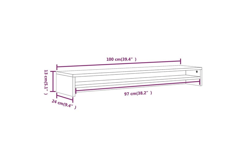 beBasic Skjermstativ brun eik 100x24x13 cm konstruert tre - Brun - Møbler - Mediamøbel & tv møbel - Mediestativ & veggfeste - Veggfeste TV & TV stativ