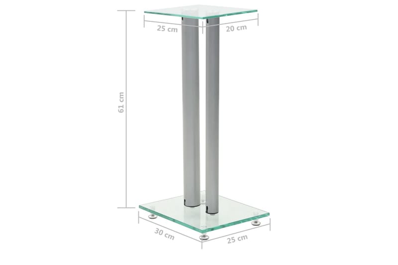 Høyttalerstativer 2 stk herdet glass sølv - Silver - Møbler - Mediamøbel & tv møbel - Mediestativ & veggfeste - Høyttalerstativ