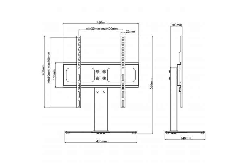 TV stativ med base 400 x 400 mm 23- 55 - Svart - Møbler - Mediamøbel & tv møbel - Mediestativ & veggfeste - Veggfeste TV & TV stativ