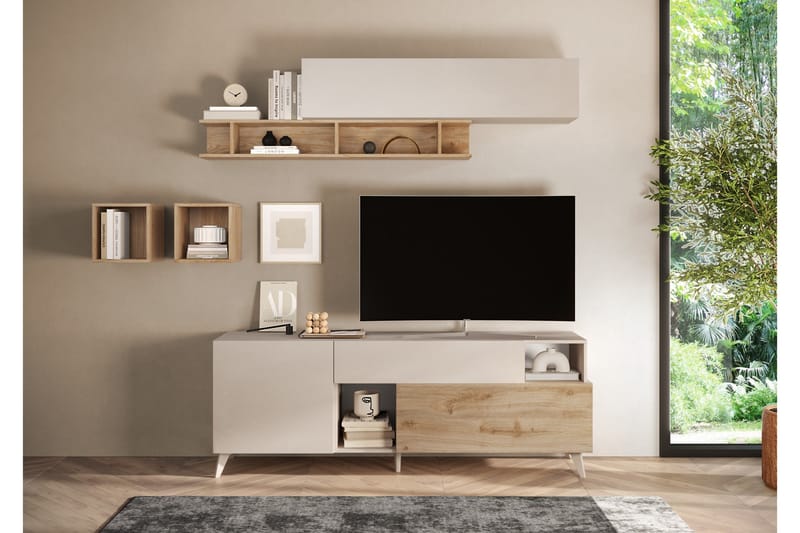 Monaco Tv-bänk 181x42 cm - Brun/Hvit - Møbler - Mediamøbel & tv møbel - TV-benk & mediabenk