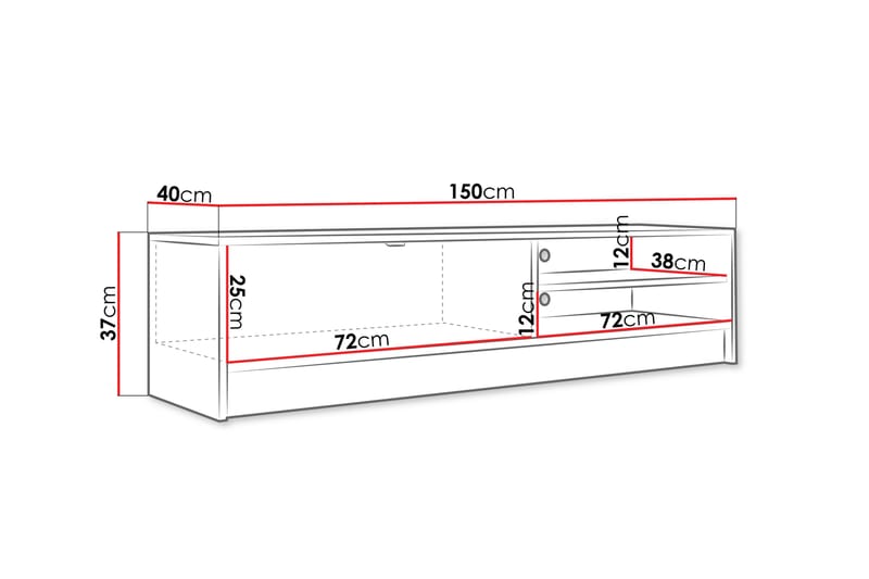 Munkedal TV-benk 150 cm - Hvit - Møbler - Mediamøbel & tv møbel - TV-benk & mediabenk