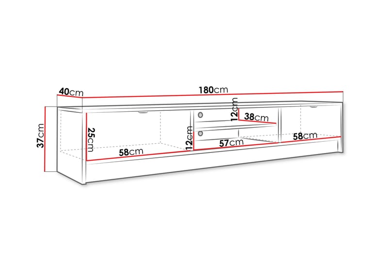 Munkedal TV-benk 180 cm - Hvit - Møbler - Mediamøbel & tv møbel - TV-benk & mediabenk