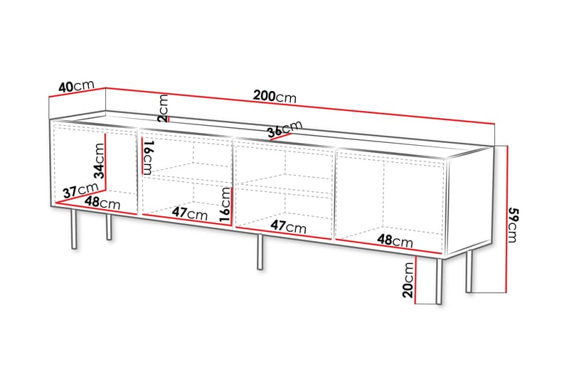 Munkedal TV-benk 200 cm - Hvit - Møbler - Mediamøbel & tv møbel - TV-benk & mediabenk