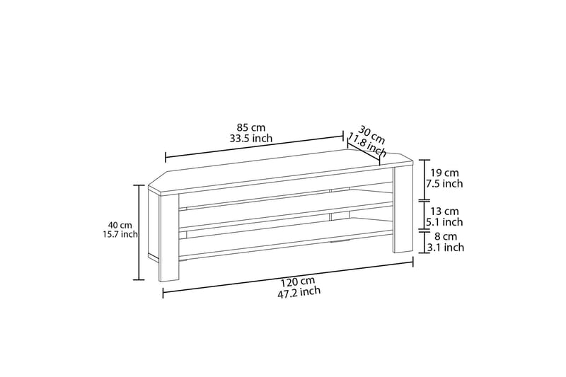 Oderzo TV-benk 120 cm - Eik - Møbler - Mediamøbel & tv møbel - TV-benk & mediabenk