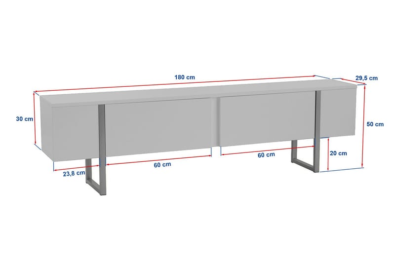 Serenity Tv-benk 180x30 cm - Hvit/Gull - Møbler - Mediamøbel & tv møbel - TV-benk & mediabenk