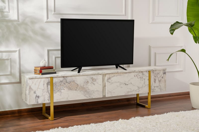 Serenity Tv-benk 180x30 cm - Marmor/Gull - Møbler - Mediamøbel & tv møbel - TV-benk & mediabenk