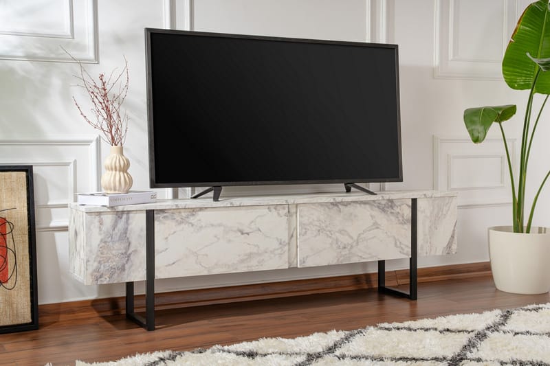 Serenity Tv-benk 180x30 cm - Marmor/Svart - Møbler - Mediamøbel & tv møbel - TV-benk & mediabenk