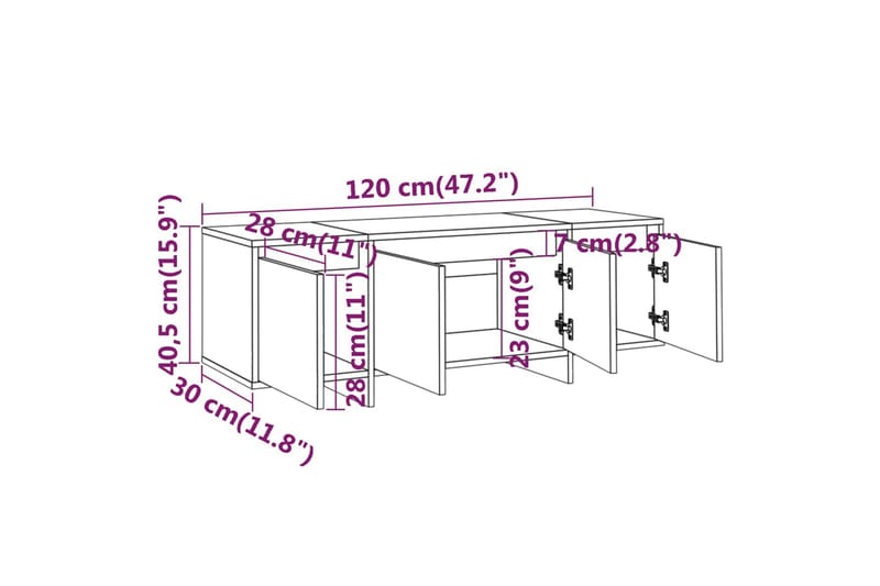 TV-benk brun eik 120x30x40,5 cm sponplate - Brun - Møbler - Mediamøbel & tv møbel - TV-benk & mediabenk