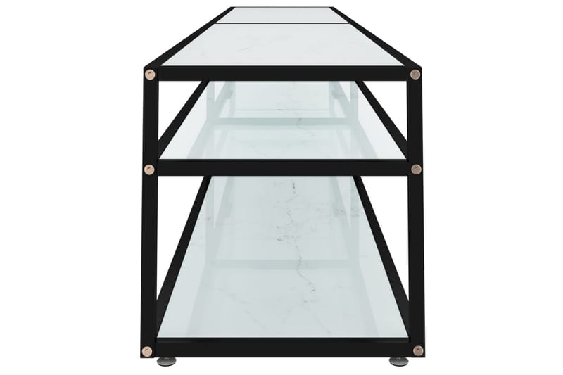 TV-benk hvit marmor 220x40x40,5 cm herdet glass - Hvit - Møbler - Mediamøbel & tv møbel - TV-benk & mediabenk