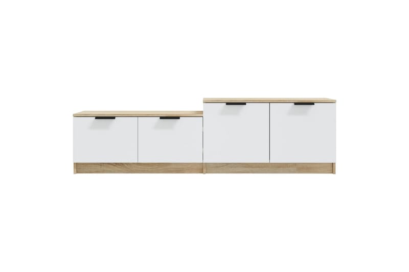 TV-benk hvit og sonoma eik 158,5x36x45 cm konstruert tre - Beige - Møbler - Mediamøbel & tv møbel - TV-benk & mediabenk