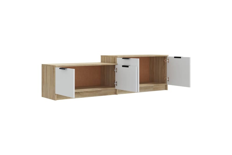 TV-benk hvit og sonoma eik 158,5x36x45 cm konstruert tre - Beige - Møbler - Mediamøbel & tv møbel - TV-benk & mediabenk