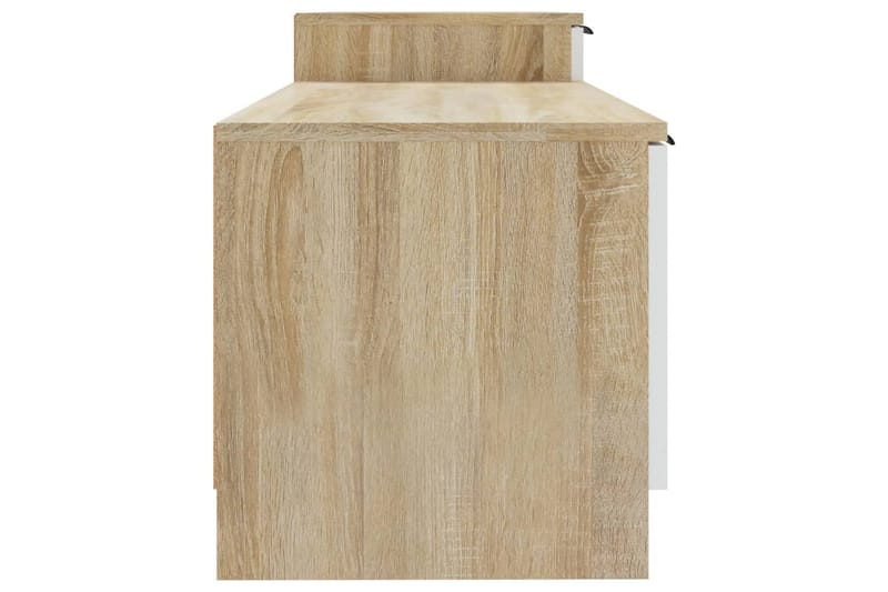 TV-benk hvit og sonoma eik 158,5x36x45 cm konstruert tre - Beige - Møbler - Mediamøbel & tv møbel - TV-benk & mediabenk