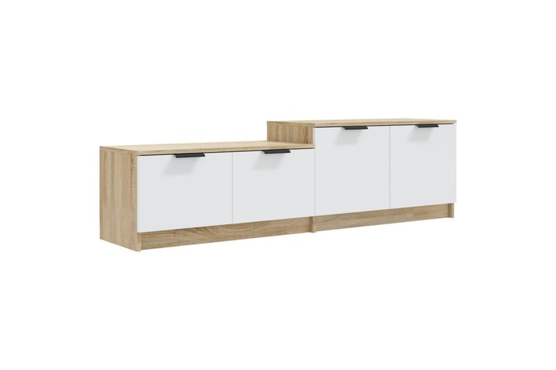 TV-benk hvit og sonoma eik 158,5x36x45 cm konstruert tre - Beige - Møbler - Mediamøbel & tv møbel - TV-benk & mediabenk