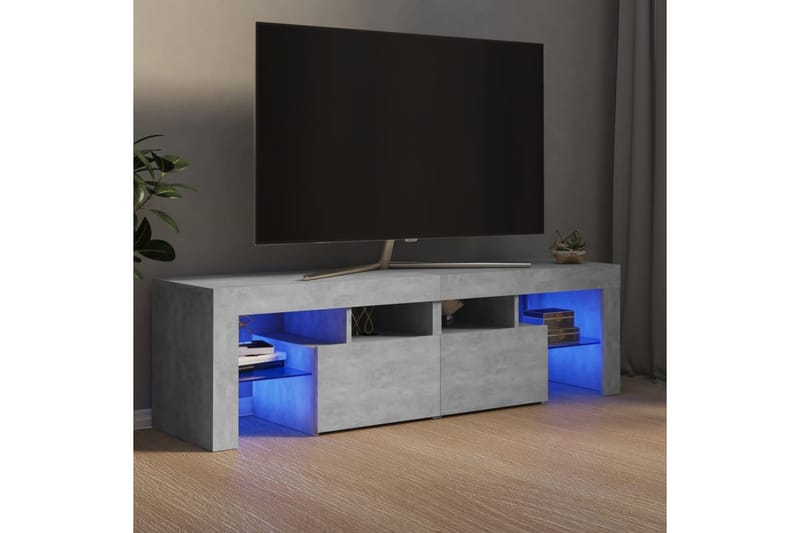 TV-benk med LED-lys betonggrå 140x35x40 cm - Grå - Møbler - Mediamøbel & tv møbel - TV-benk & mediabenk