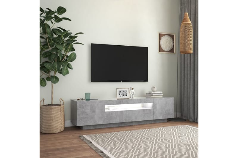 TV-benk med LED-lys betonggrå 160x35x40 cm - Grå - Møbler - Mediamøbel & tv møbel - TV-benk & mediabenk