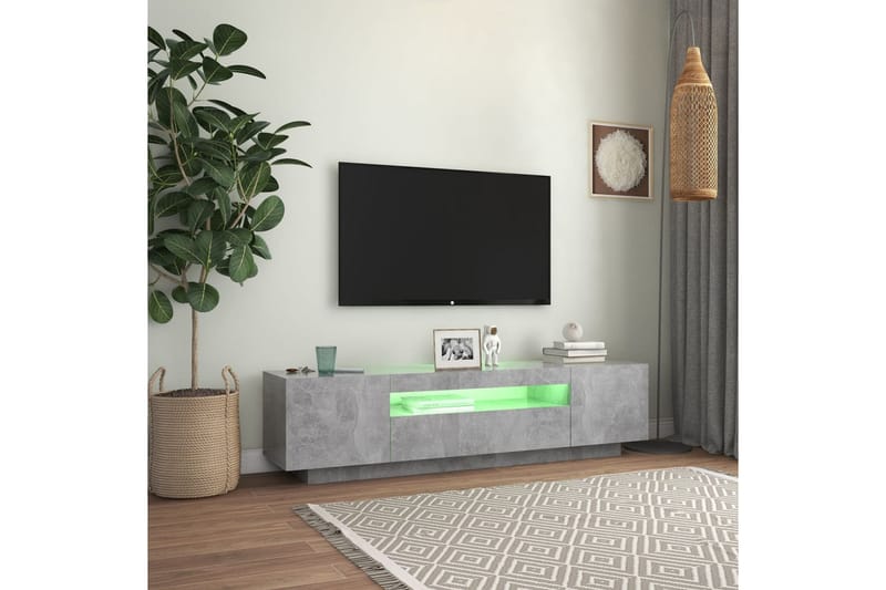 TV-benk med LED-lys betonggrå 160x35x40 cm - Grå - Møbler - Mediamøbel & tv møbel - TV-benk & mediabenk