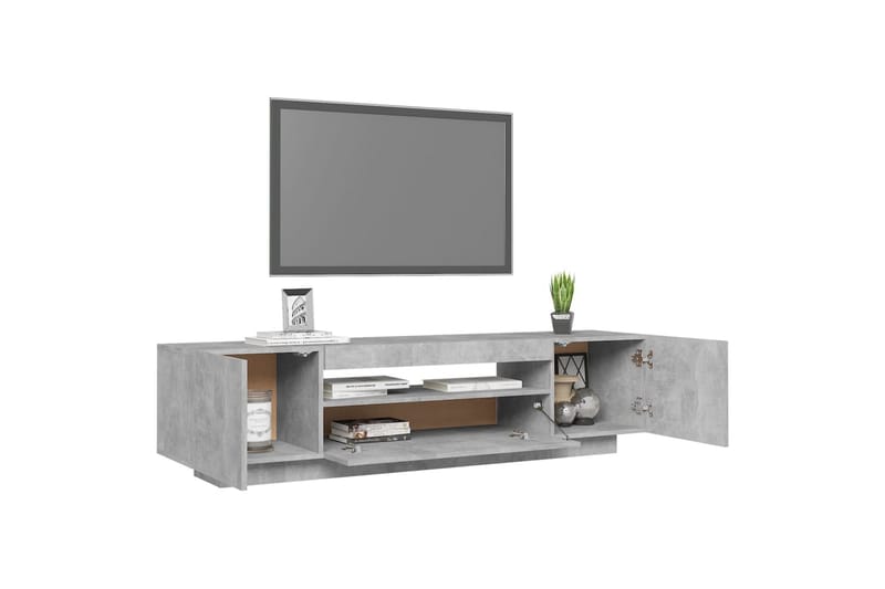 TV-benk med LED-lys betonggrå 160x35x40 cm - Grå - Møbler - Mediamøbel & tv møbel - TV-benk & mediabenk