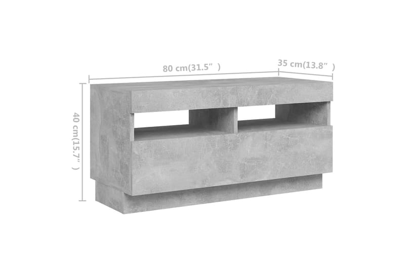 TV-benk med LED-lys betonggrå 180x35x40 cm - Grå - Møbler - Mediamøbel & tv møbel - TV-benk & mediabenk