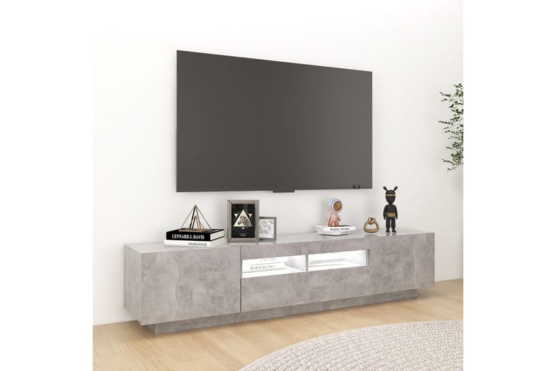 TV-benk med LED-lys betonggrå 180x35x40 cm - Grå - Møbler - Mediamøbel & tv møbel - TV-benk & mediabenk