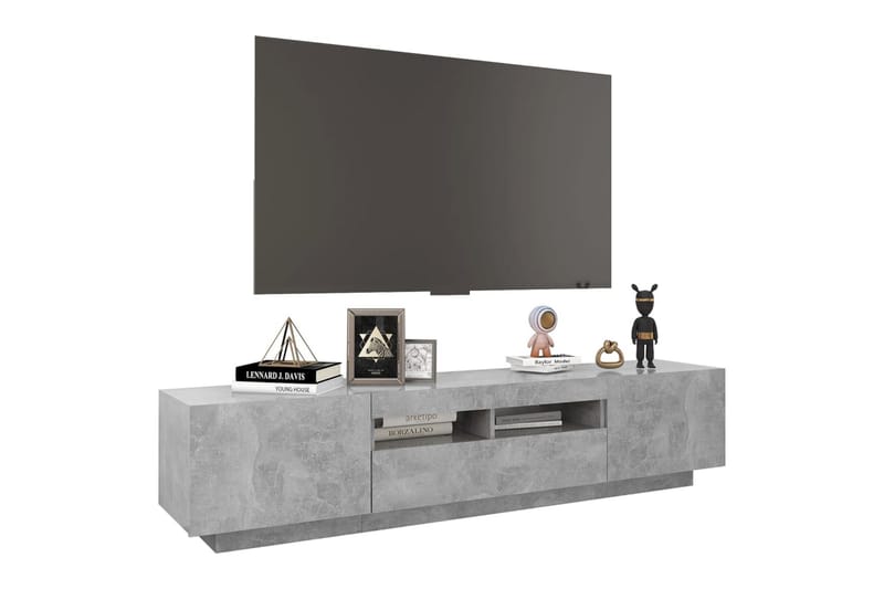 TV-benk med LED-lys betonggrå 180x35x40 cm - Grå - Møbler - Mediamøbel & tv møbel - TV-benk & mediabenk