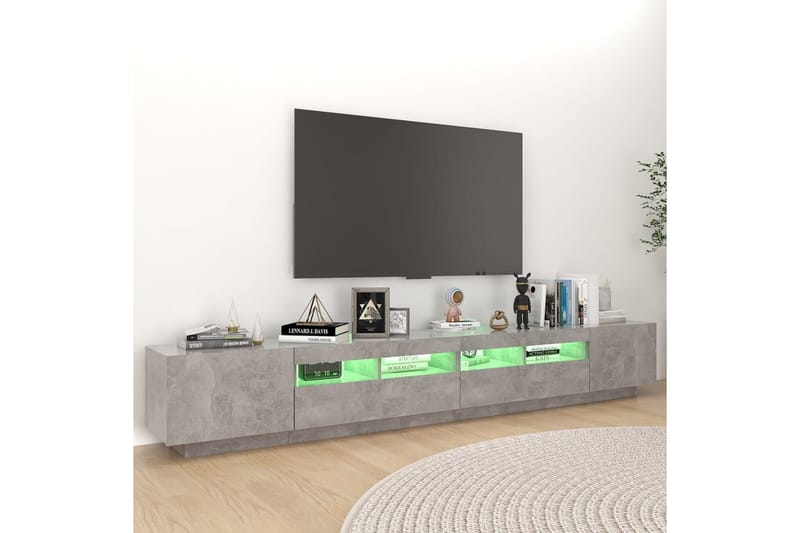 TV-benk med LED-lys betonggrå 260x35x40 cm - Grå - Møbler - Mediamøbel & tv møbel - TV-benk & mediabenk