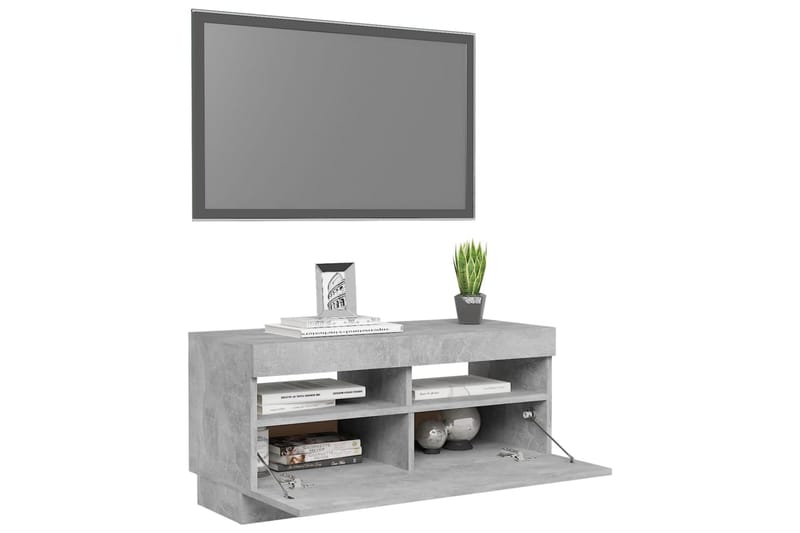 TV-benk med LED-lys betonggrå 80x35x40 cm - Grå - Møbler - Mediamøbel & tv møbel - TV-benk & mediabenk