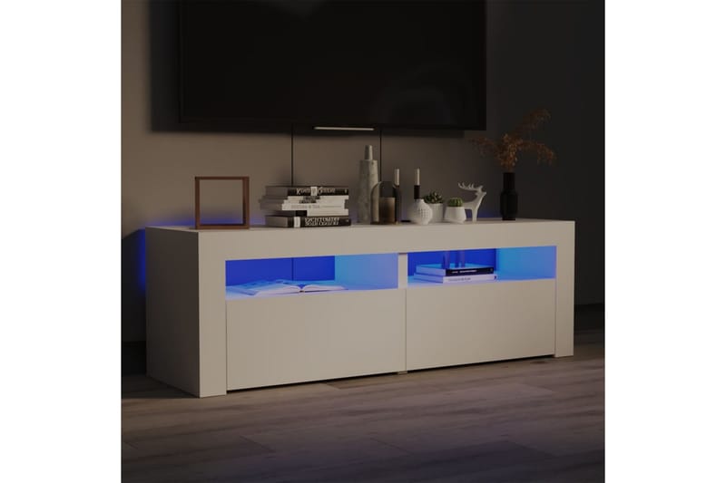 TV-benk med LED-lys hvit 120x35x40 cm - Hvit - Møbler - Mediamøbel & tv møbel - TV-benk & mediabenk