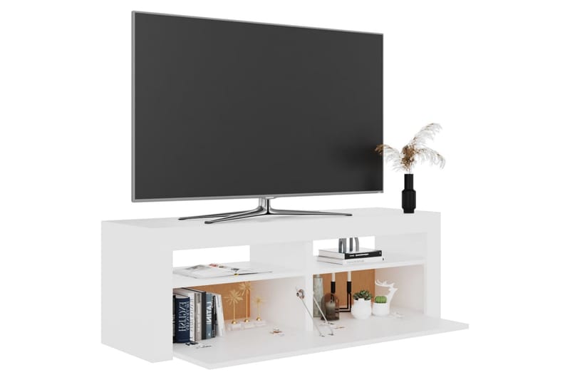 TV-benk med LED-lys hvit 120x35x40 cm - Hvit - Møbler - Mediamøbel & tv møbel - TV-benk & mediabenk