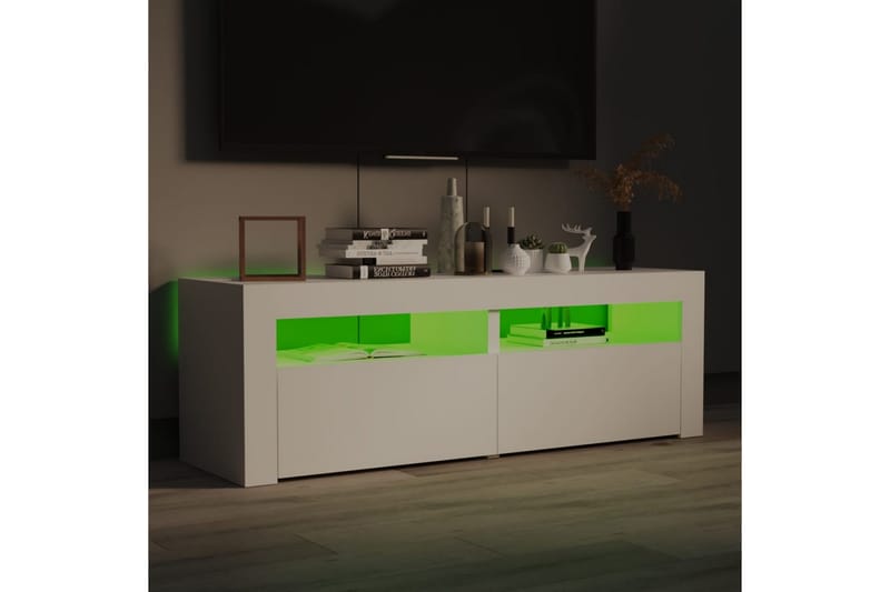 TV-benk med LED-lys hvit 120x35x40 cm - Hvit - Møbler - Mediamøbel & tv møbel - TV-benk & mediabenk