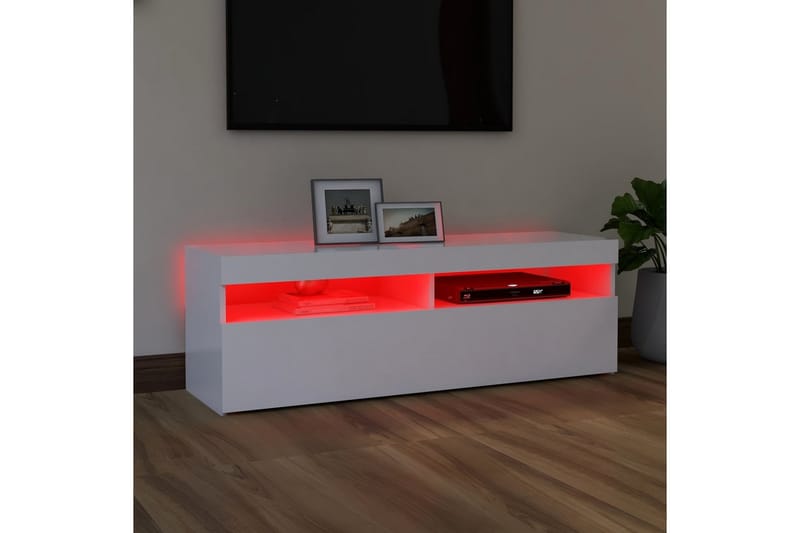 TV-benk med LED-lys hvit 120x35x40 cm - Hvit - Møbler - Mediamøbel & tv møbel - TV-benk & mediabenk