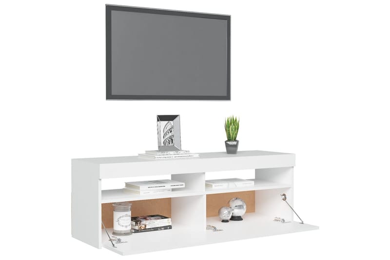 TV-benk med LED-lys hvit 120x35x40 cm - Hvit - Møbler - Mediamøbel & tv møbel - TV-benk & mediabenk