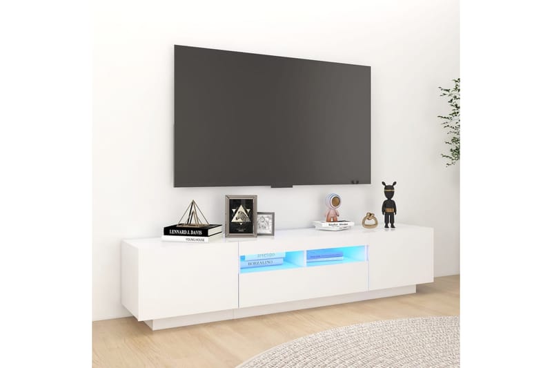 TV-benk med LED-lys hvit 180x35x40 cm - Hvit - Møbler - Mediamøbel & tv møbel - TV-benk & mediabenk