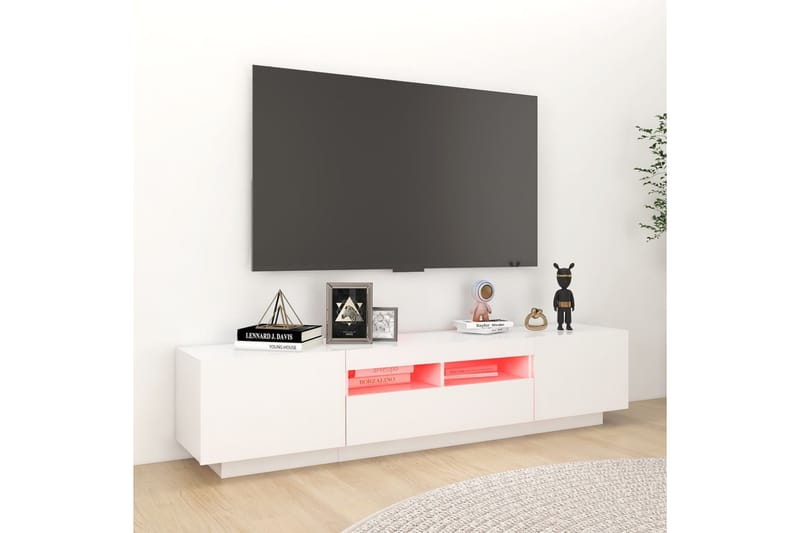 TV-benk med LED-lys hvit 180x35x40 cm - Hvit - Møbler - Mediamøbel & tv møbel - TV-benk & mediabenk