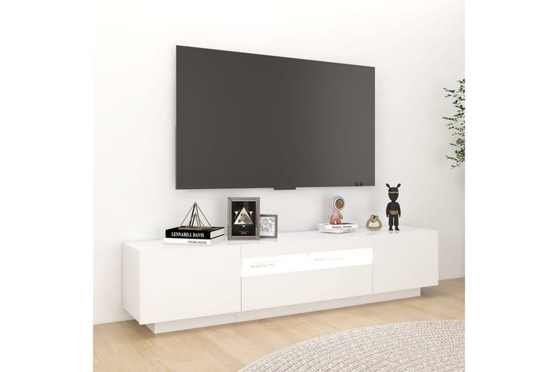 TV-benk med LED-lys hvit 180x35x40 cm - Hvit - Møbler - Mediamøbel & tv møbel - TV-benk & mediabenk