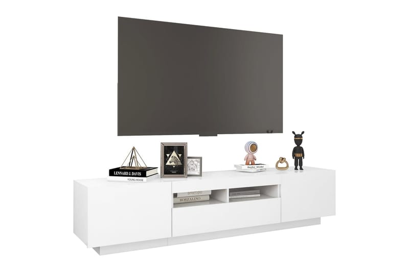 TV-benk med LED-lys hvit 180x35x40 cm - Hvit - Møbler - Mediamøbel & tv møbel - TV-benk & mediabenk