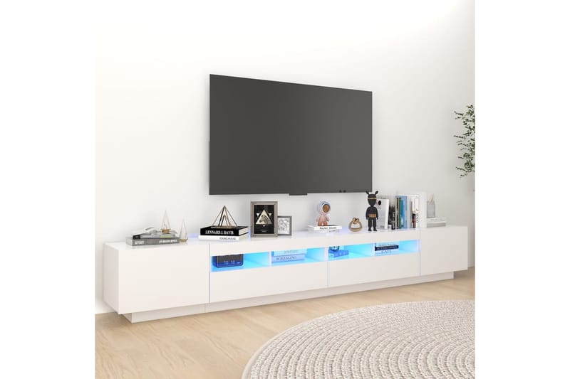 TV-benk med LED-lys hvit 260x35x40 cm - Hvit - Møbler - Mediamøbel & tv møbel - TV-benk & mediabenk