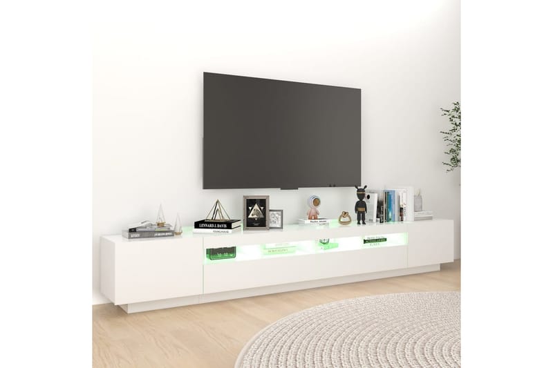 TV-benk med LED-lys hvit 260x35x40 cm - Hvit - Møbler - Mediamøbel & tv møbel - TV-benk & mediabenk