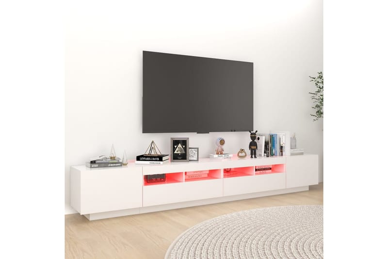 TV-benk med LED-lys hvit 260x35x40 cm - Hvit - Møbler - Mediamøbel & tv møbel - TV-benk & mediabenk