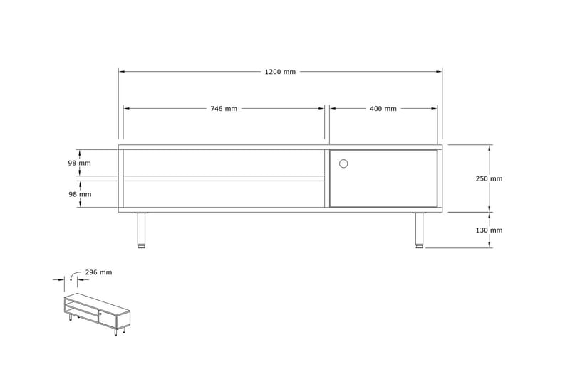 Aegonfort Tv-benk 120 cm - Antrasitt - Møbler - Mediamøbel & tv møbel - TV-benk & mediabenk