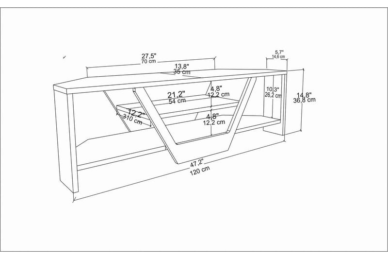 Andifli Tv-benk 120x36,8 cm - Brun - Møbler - Mediamøbel & tv møbel - TV-benk & mediabenk