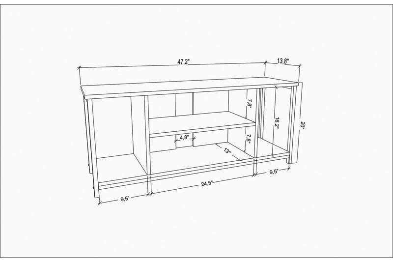 Andifli Tv-benk 120x50,8 cm - Antrasitt - Møbler - Mediamøbel & tv møbel - TV-benk & mediabenk