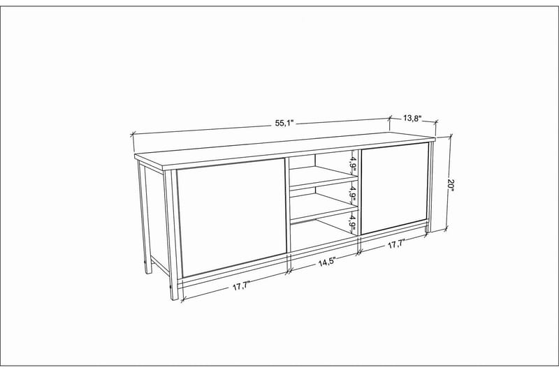 Andifli Tv-benk 140x50,8 cm - Hvit - Møbler - Mediamøbel & tv møbel - TV-benk & mediabenk