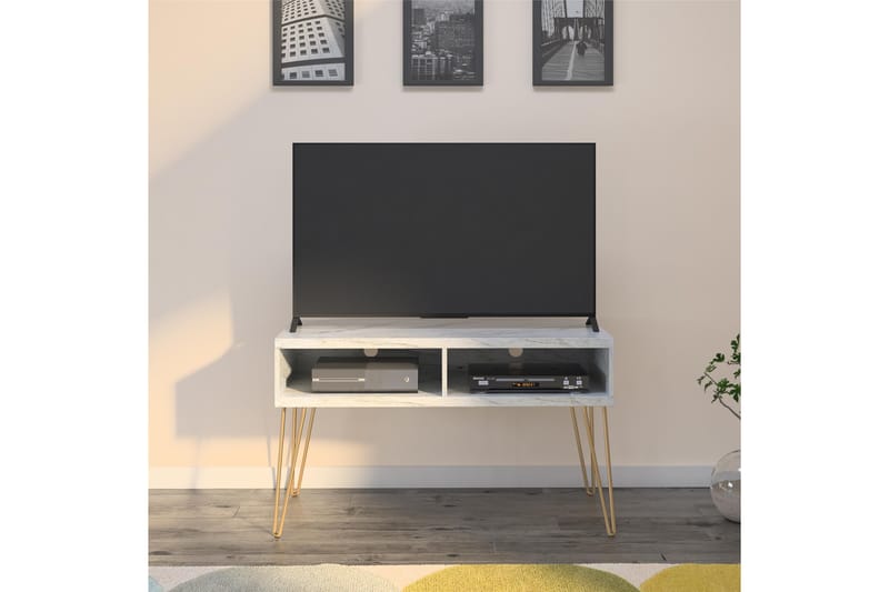 Athena Tv-benk 107x50 cm Hvit/Marmormønster - Novogratz - Møbler - Mediamøbel & tv møbel - TV-benk & mediabenk