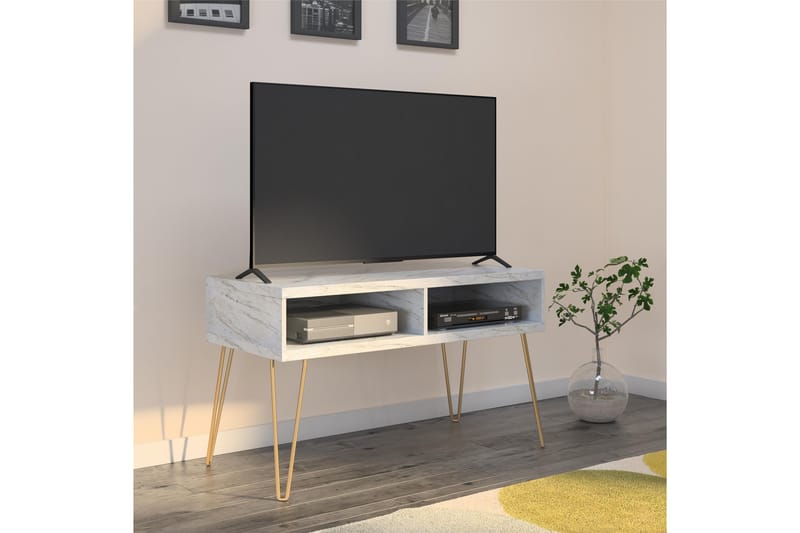 Athena Tv-benk 107x50 cm Hvit/Marmormønster - Novogratz - Møbler - Mediamøbel & tv møbel - TV-benk & mediabenk