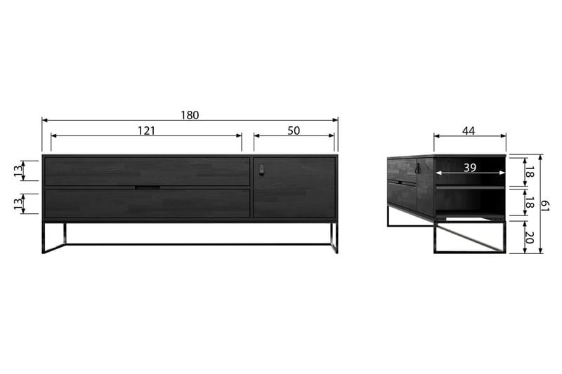 Atila TV-benk 180 cm - Svart Eik - Møbler - Mediamøbel & tv møbel - TV-benk & mediabenk