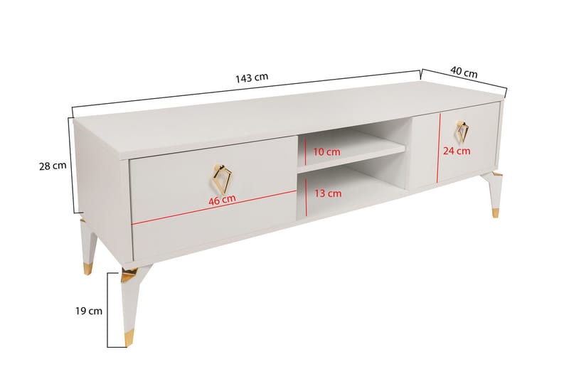 Buvillage Tv-benk 143 cm - Hvit - Møbler - Mediamøbel & tv møbel - TV-benk & mediabenk