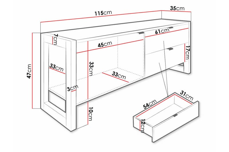 Carbost Tv-benk 115x35 cm - Svart - Møbler - Mediamøbel & tv møbel - TV-benk & mediabenk